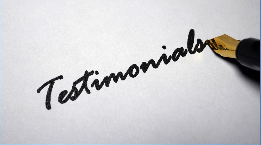 Testimonials handwritten with pen